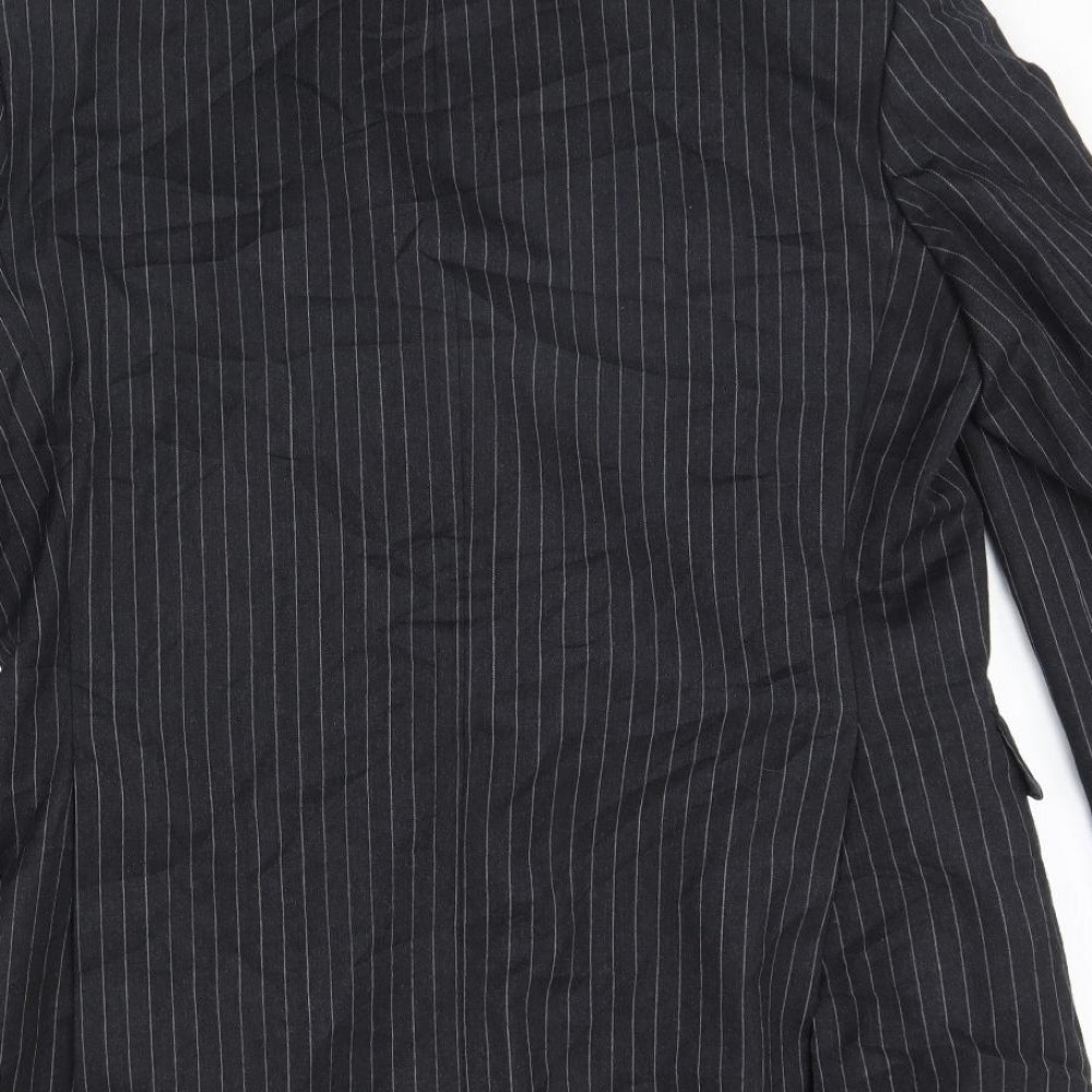 Oaks Mens Grey Striped Jacket Blazer Size 42 - Shoulder Pads