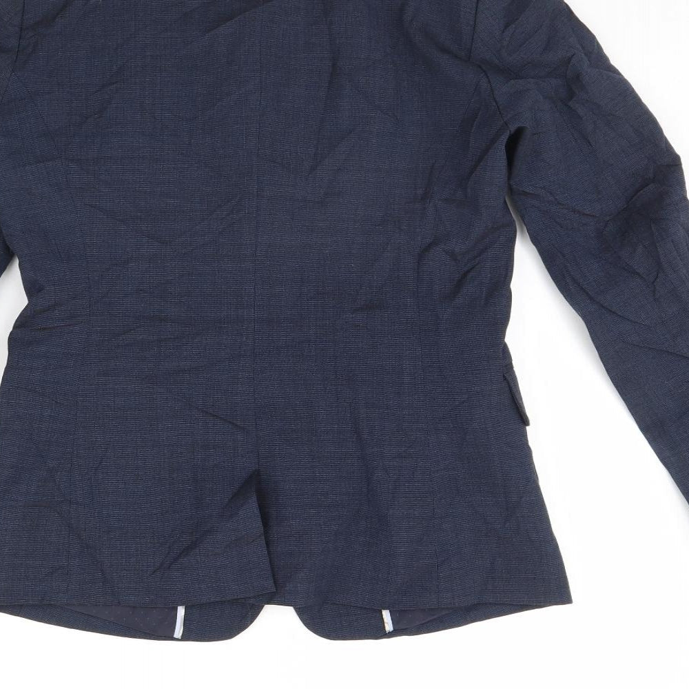 Vacknox Womens Blue Jacket Blazer Size 4 - Shoulder Pads