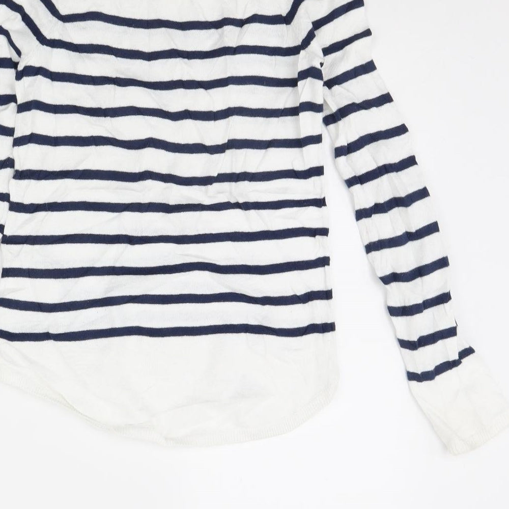 H&M Girls White Striped Pullover Jumper Size 10 Years
