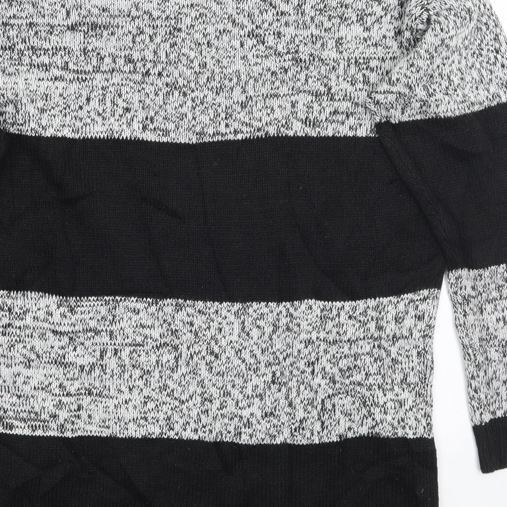 H&M Womens Black Striped Pullover Jumper Size S