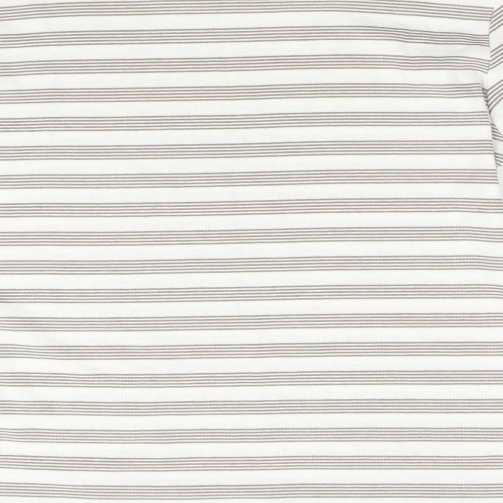 Alexara Womens Brown Striped Basic T-Shirt Size 14