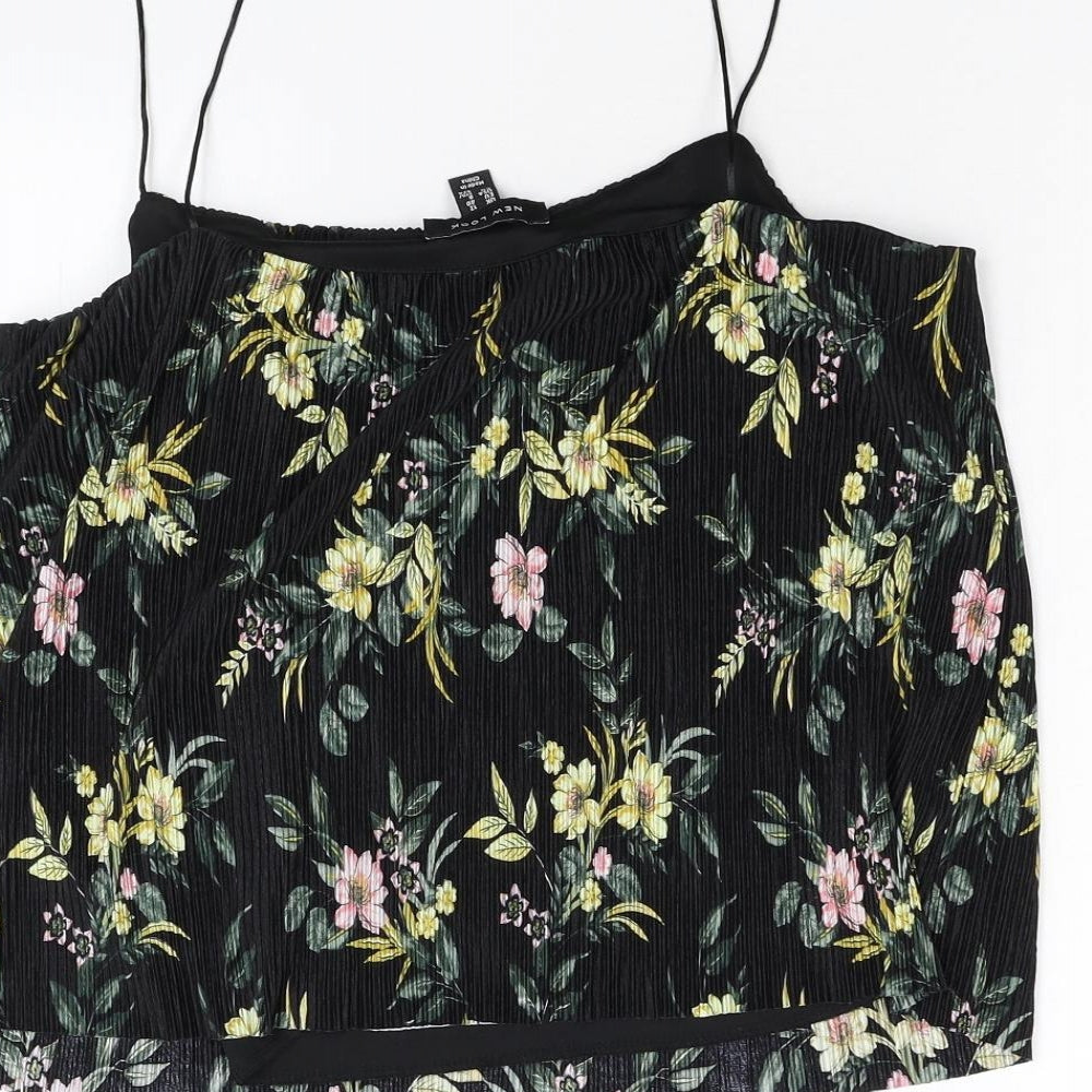 New Look Womens Black Floral Camisole Tank Size 12