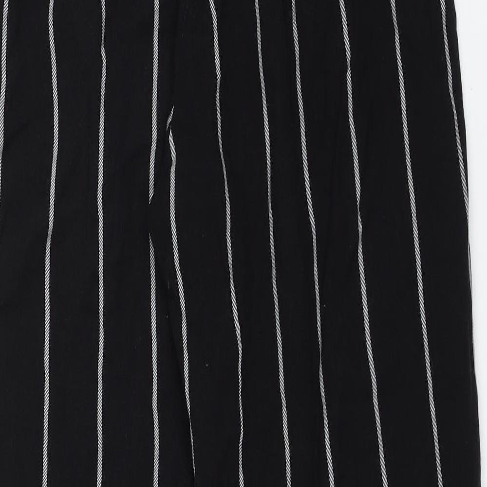 PRETTYLITTLETHING Womens Black Striped Trousers Size 6 L23 in