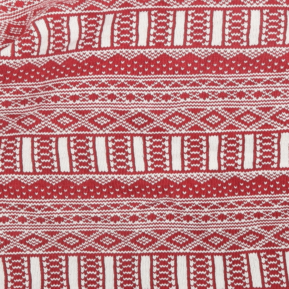 H&M Womens Red Argyle/Diamond Pullover Jumper Size M