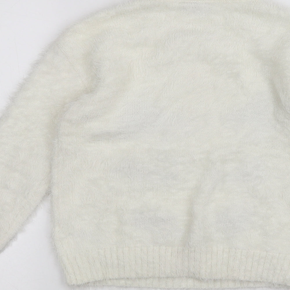 Matalan Girls White Pullover Jumper Size 8 Years - Unicorn