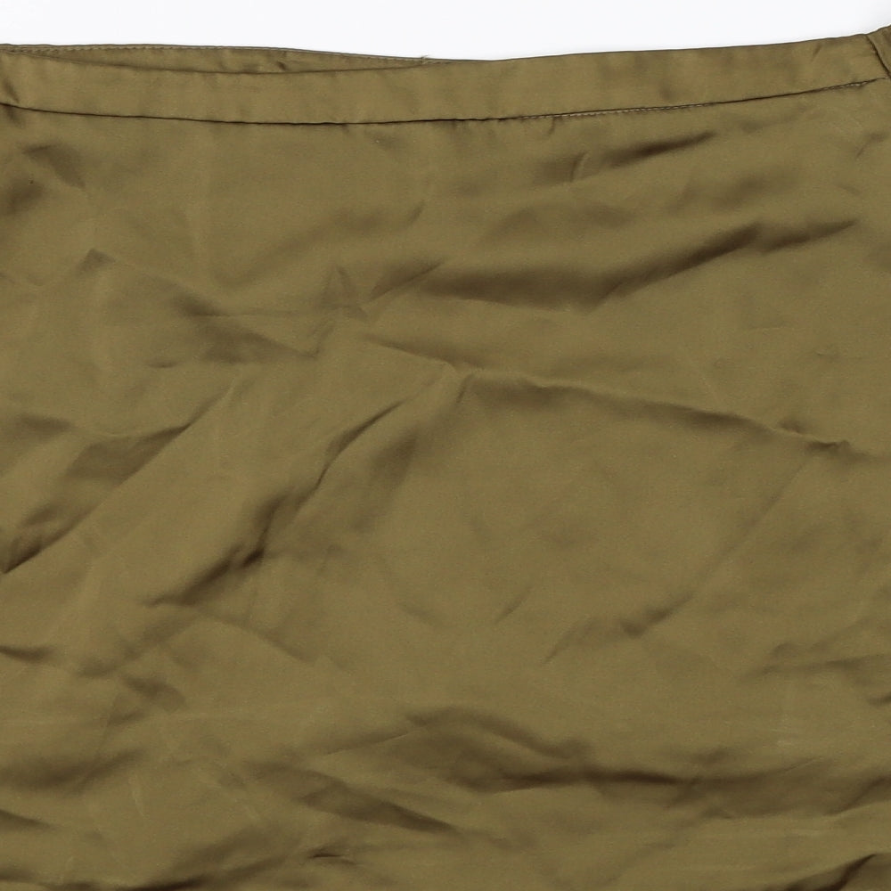 New Look Womens Green Satin Basic Blouse Size 14