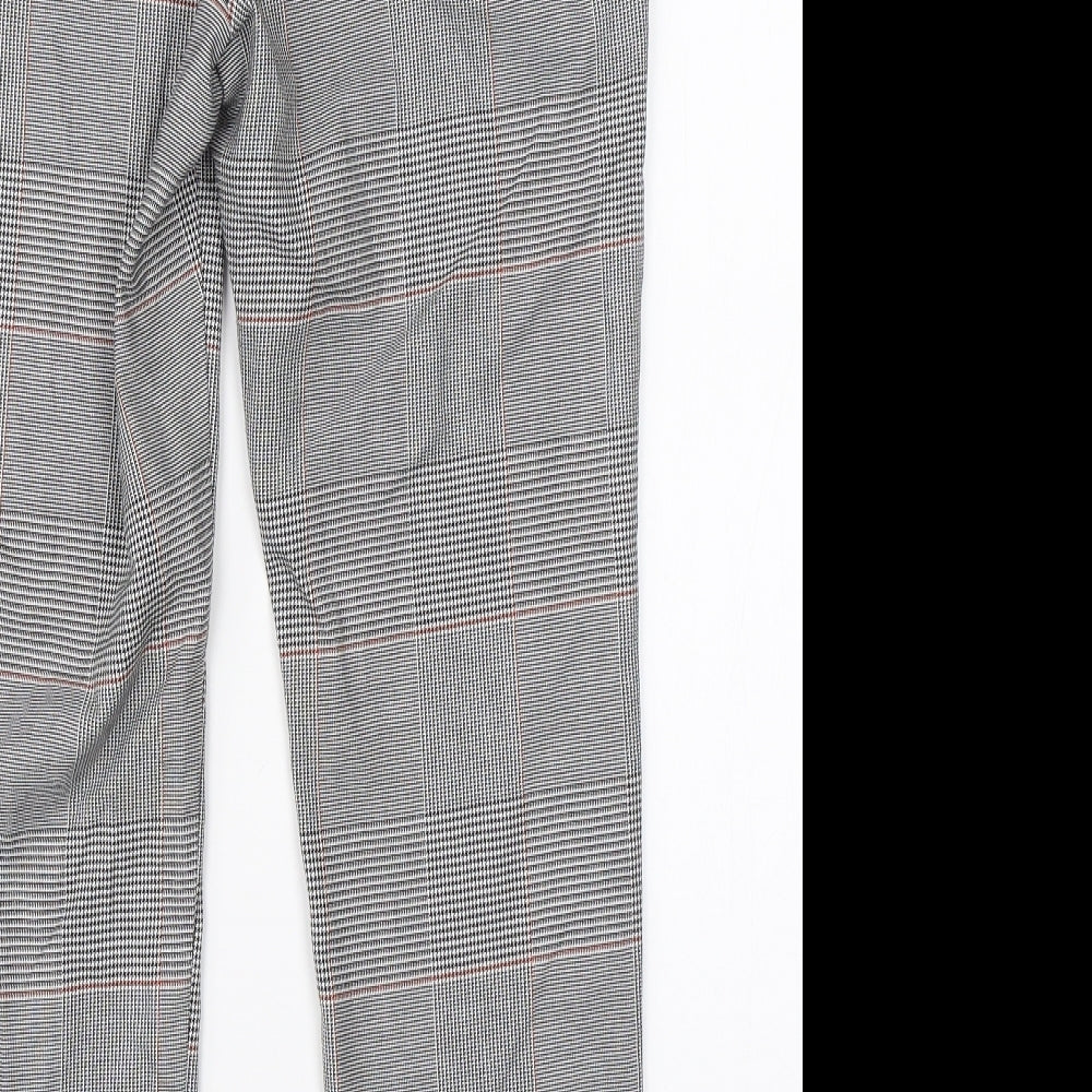 Preworn Womens White Check Dress Pants Trousers Size 8 L24 in