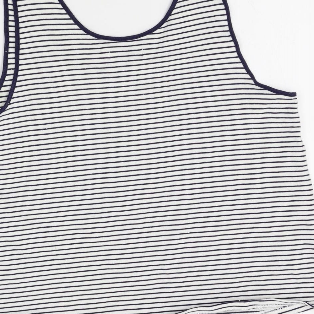 John Lewis Womens White Striped Basic Tank Size 14