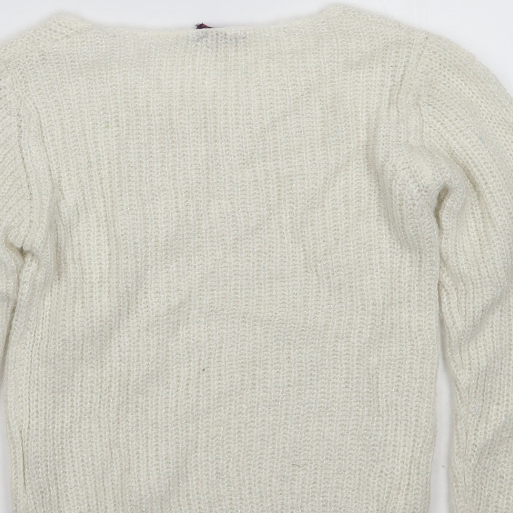 Frenoz Girls White Pullover Jumper Size 7-8 Years