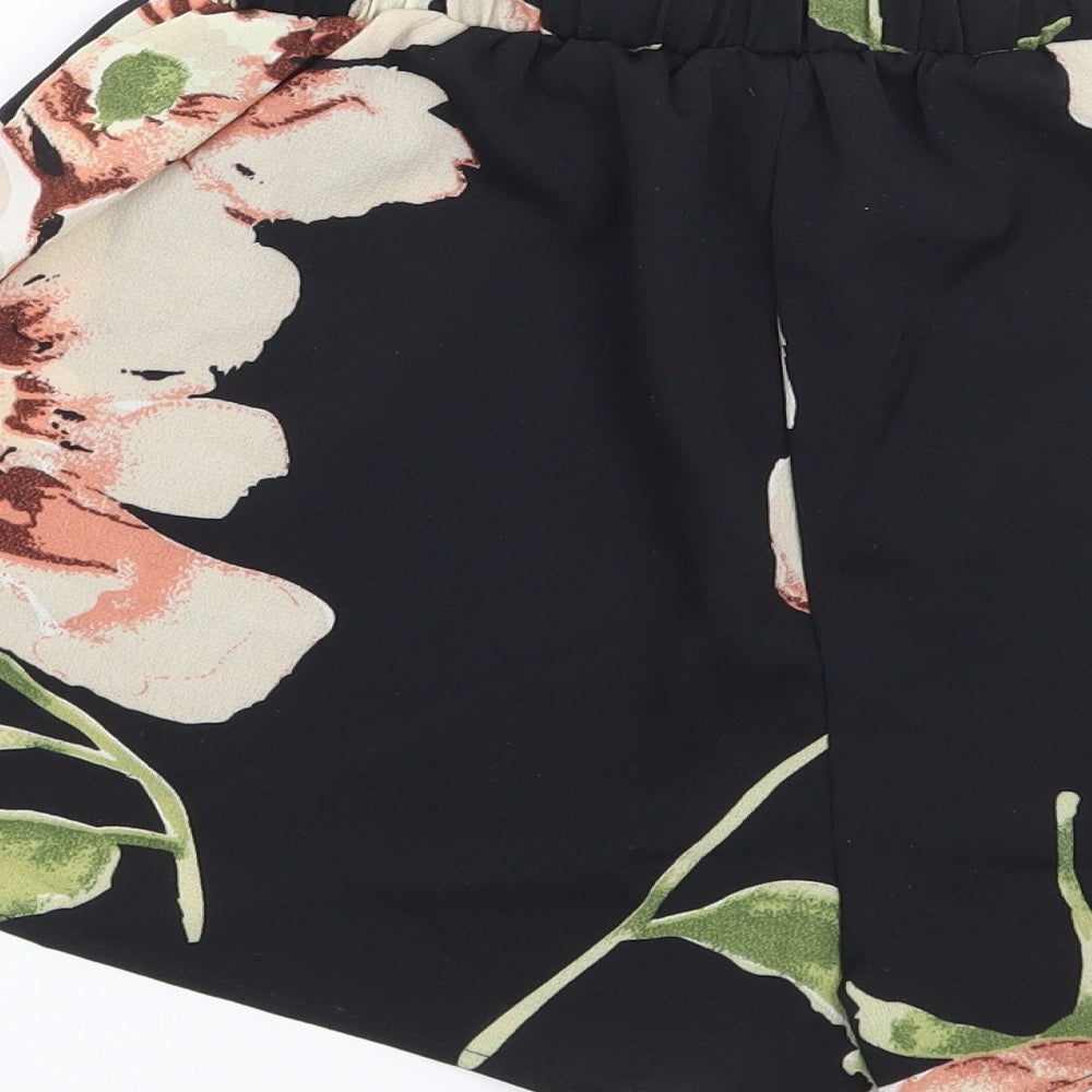 Shein Womens Black Floral Bermuda Shorts Size XS