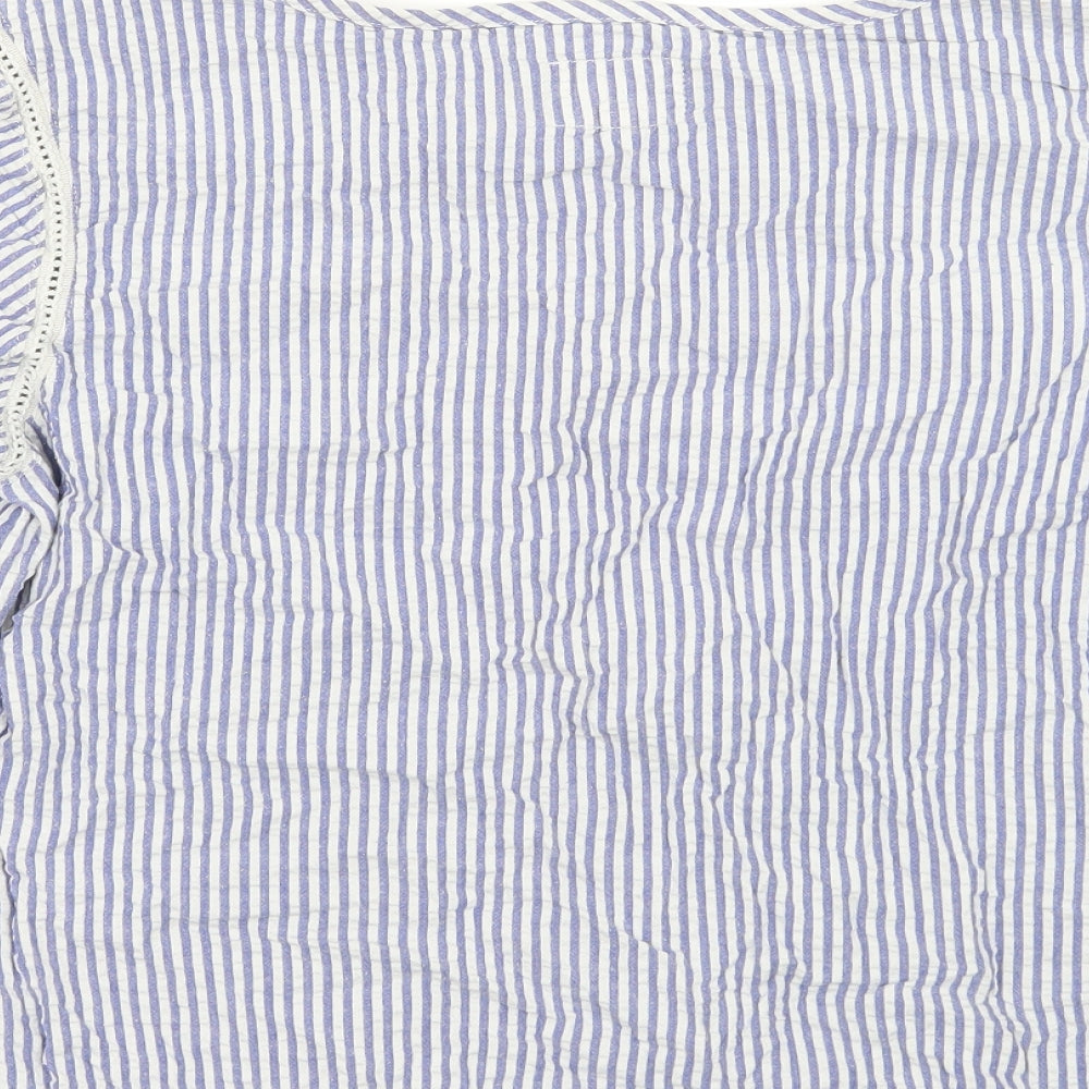 NEXT Womens Blue Striped Basic Blouse Size 10