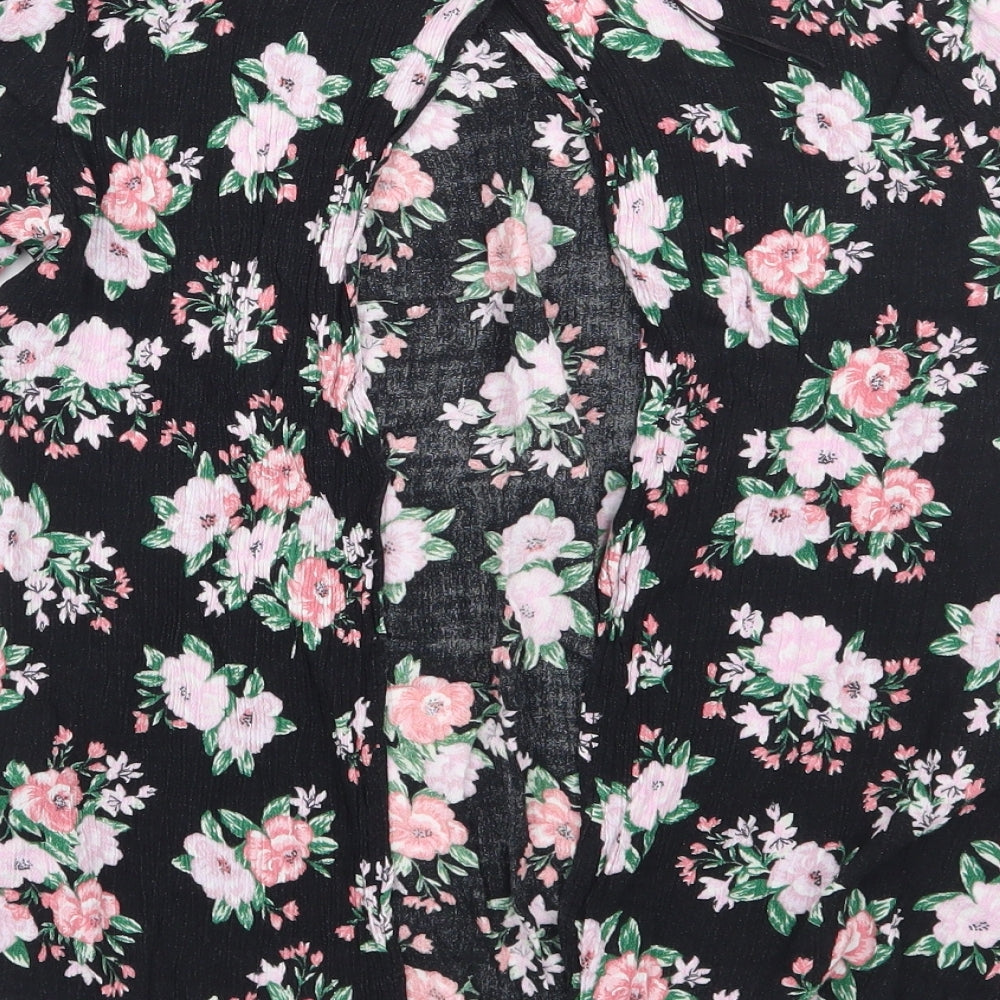 Newlook Womens Black Floral Basic Blouse Size 10