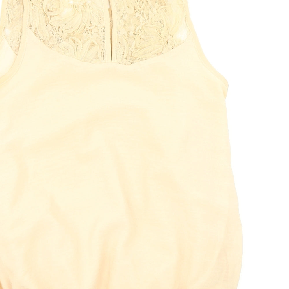 Dorothy Perkins Womens Beige Basic Blouse Size 6 - Lace neckline