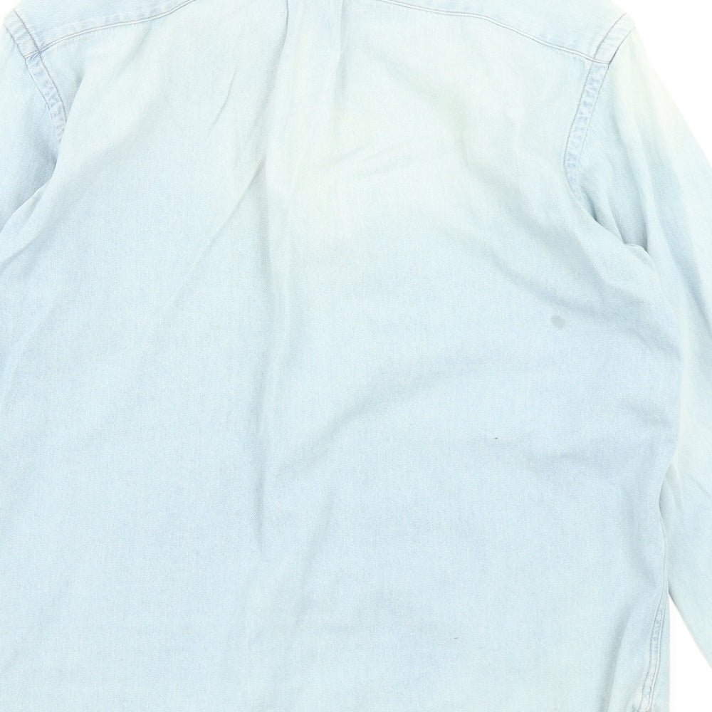 H&M Mens Blue Denim Button-Up Size S