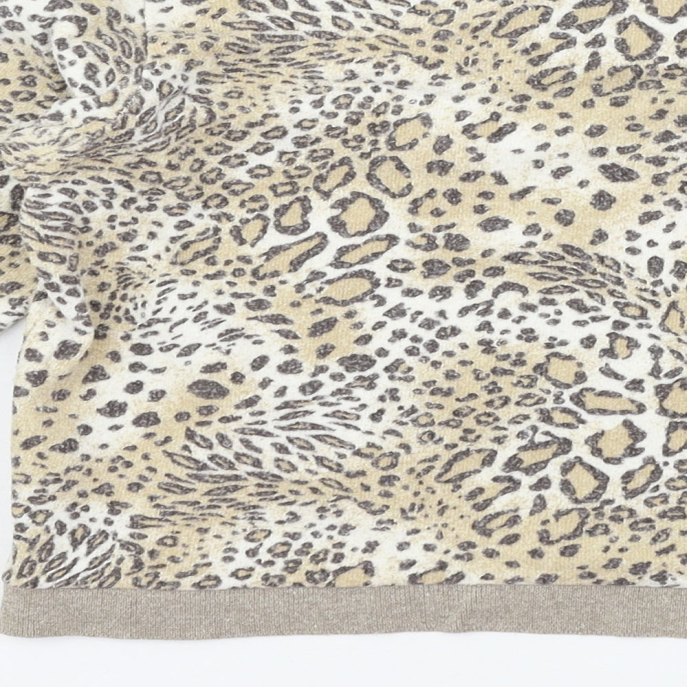 Internacionale Girls Brown Animal Print Jersey Pullover Sweatshirt Size 10 Years