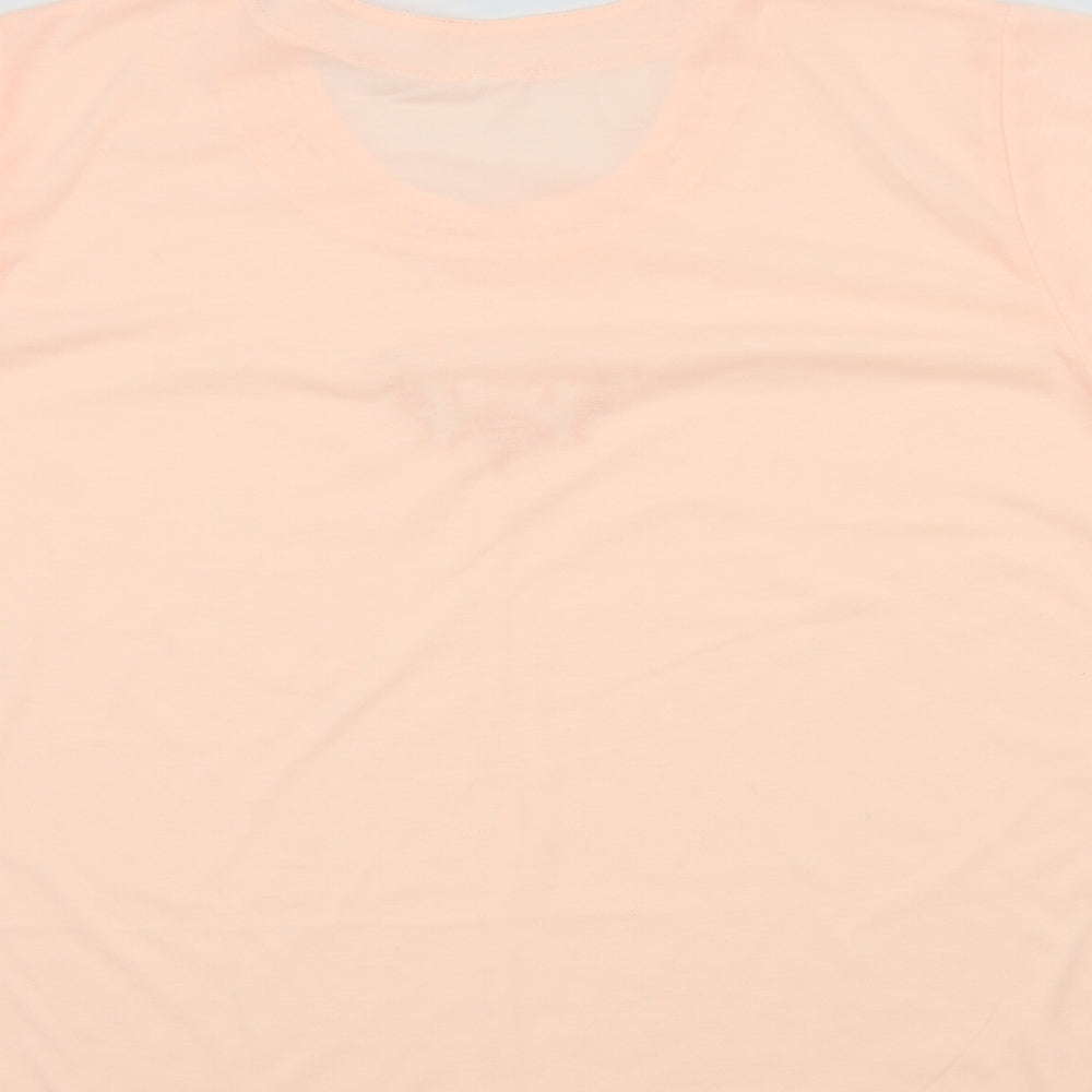 Preworn Womens Orange Colourblock Basic T-Shirt Size 2XL
