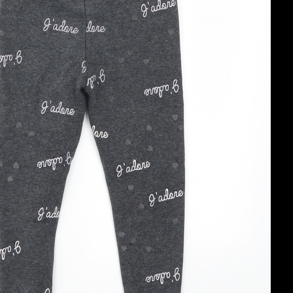 Primark Girls Grey Geometric Capri Trousers Size 4-5 Years