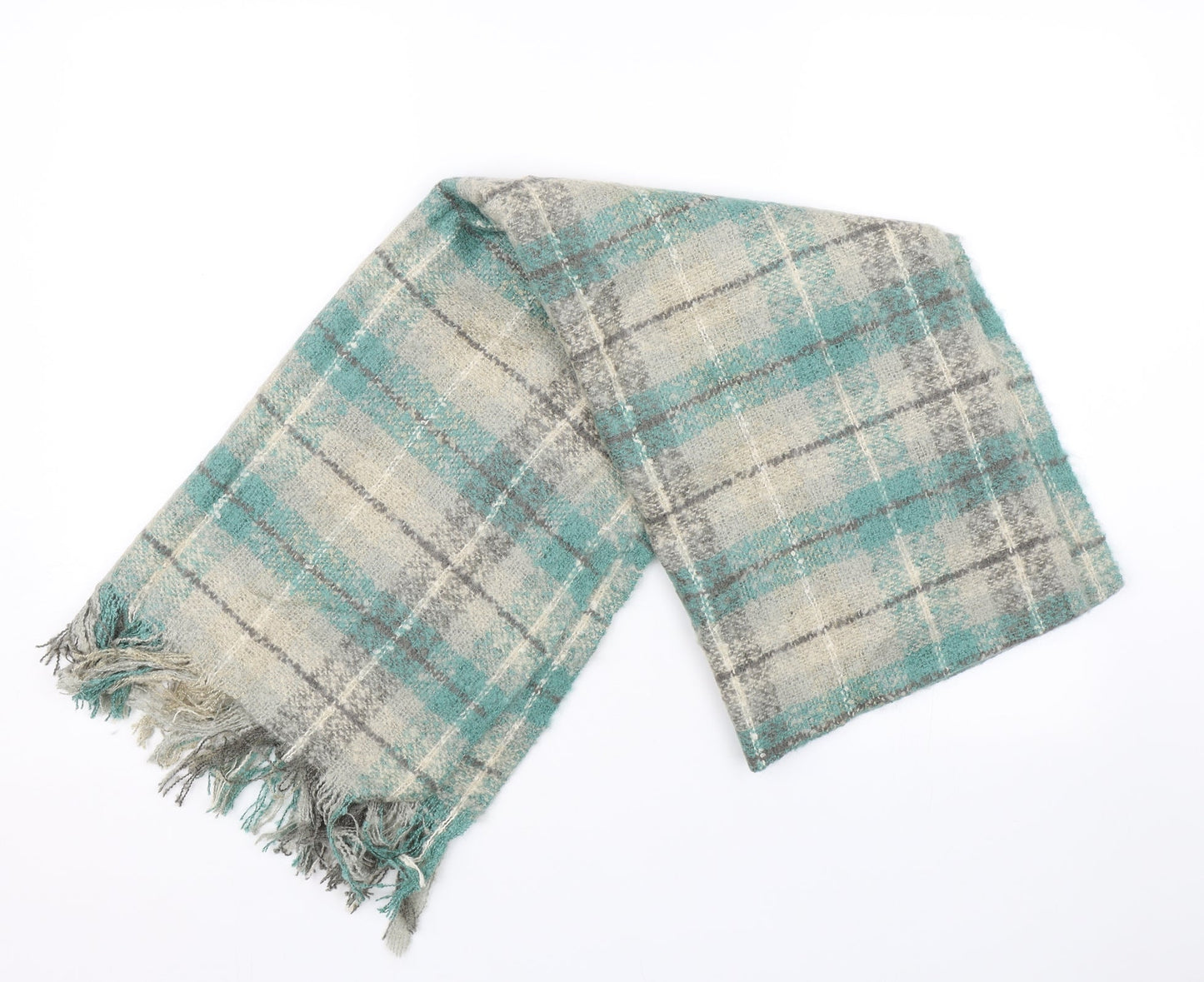 Preworn Womens Green Check Scarf