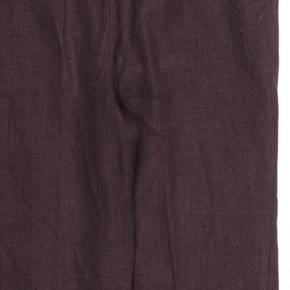 M&S Womens Purple Herringbone Cropped Trousers Size 16 L25 in