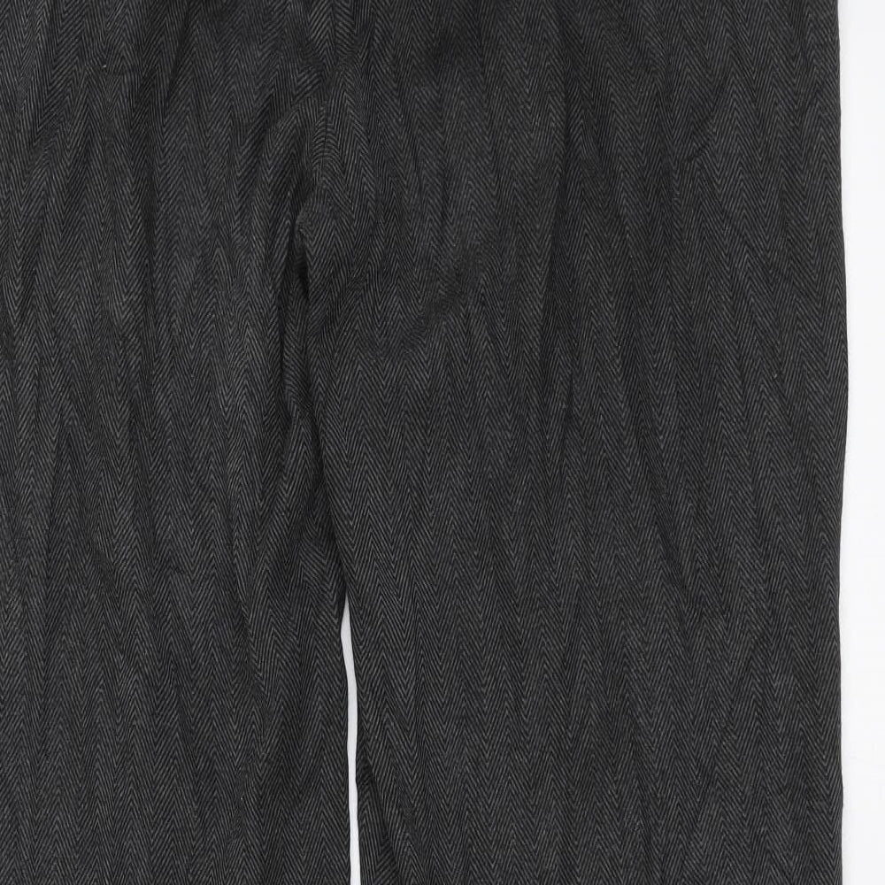 Preworn Womens Grey Herringbone Trousers Size 35 in L30 in