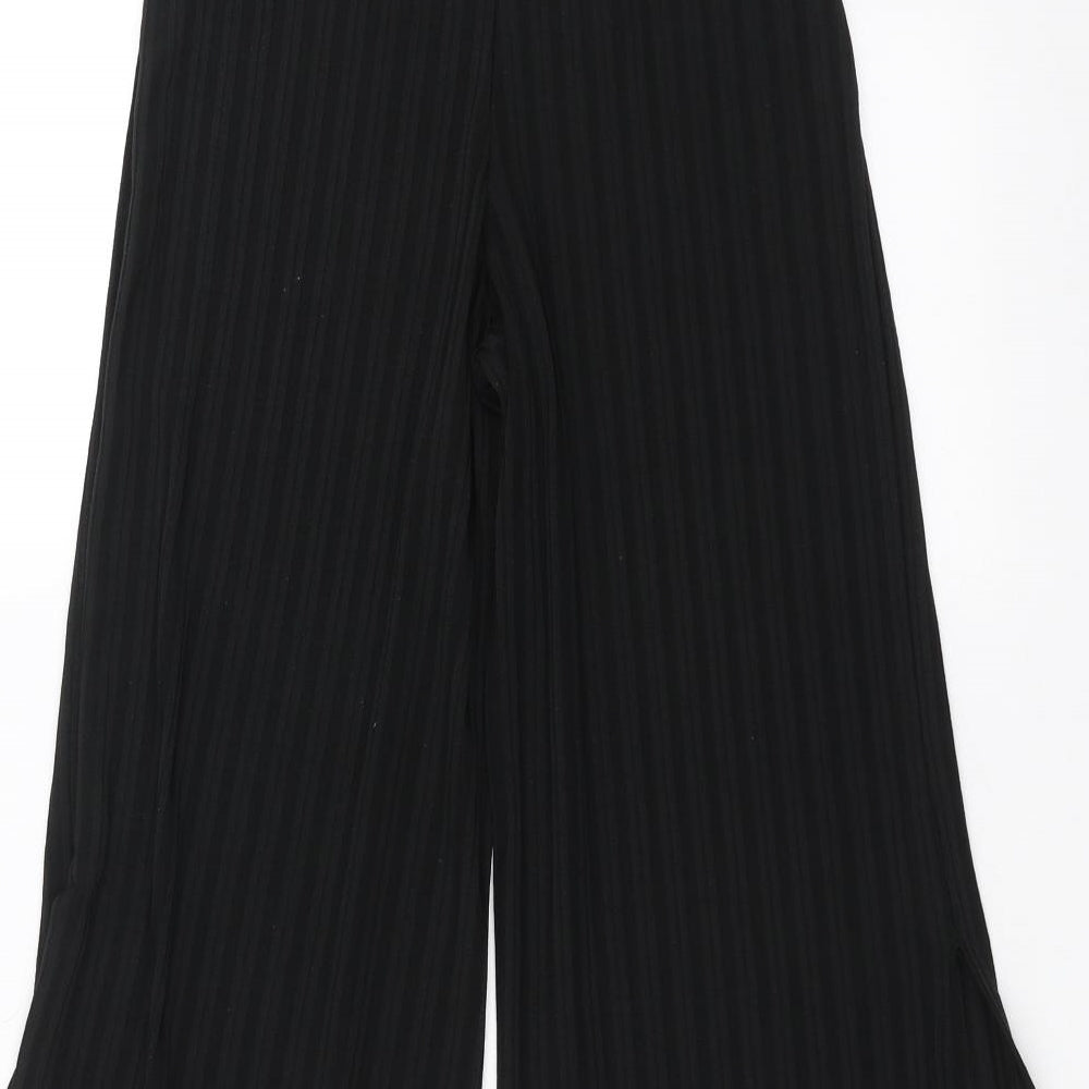 Boohoo Womens Black Striped Cropped Trousers Size 8 L22 in