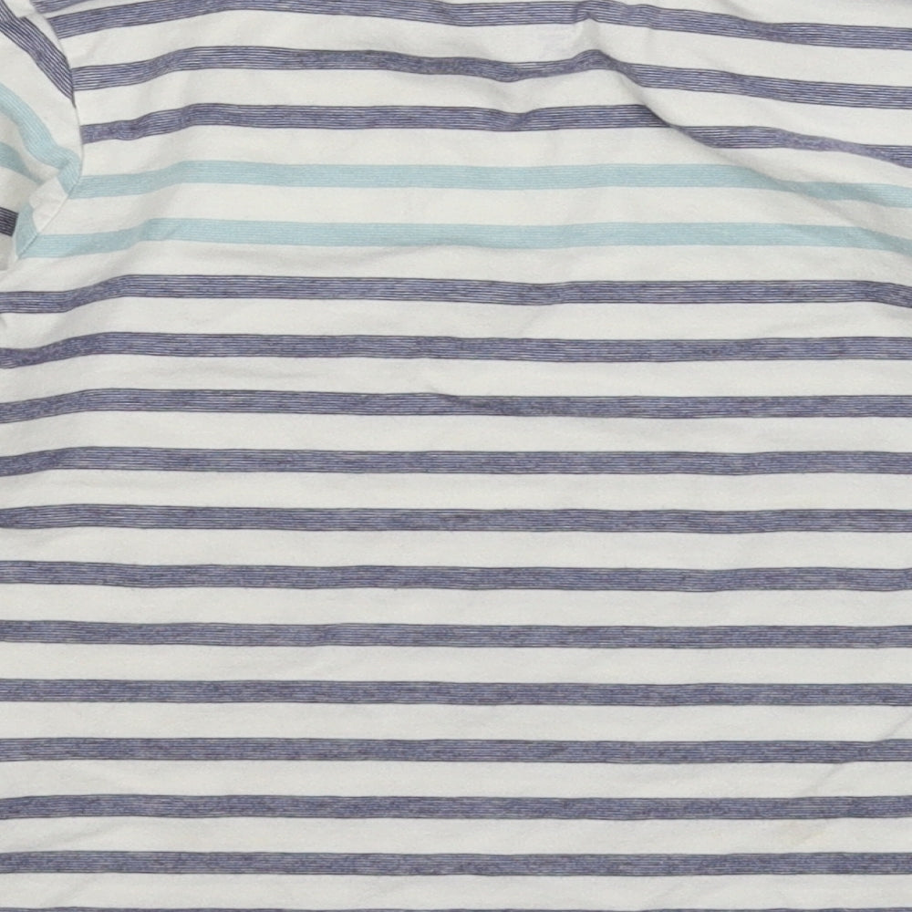 Preworn Girls White Striped Basic T-Shirt Size 6 Years