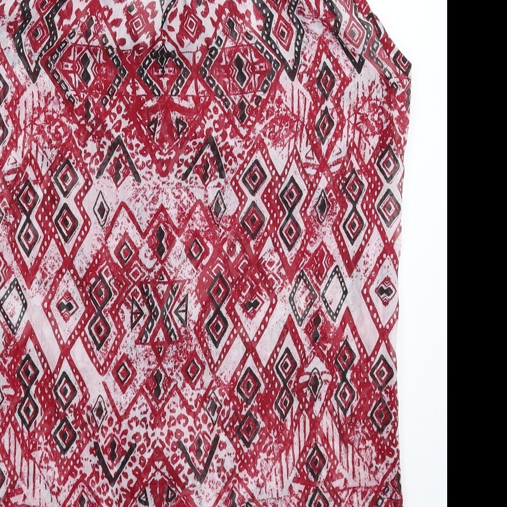 Stradivarius Womens Multicoloured Geometric Basic Button-Up Size M