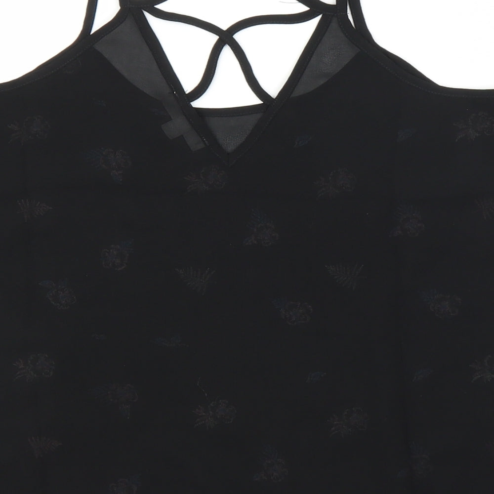 MINE Womens Black Floral Camisole Blouse Size M