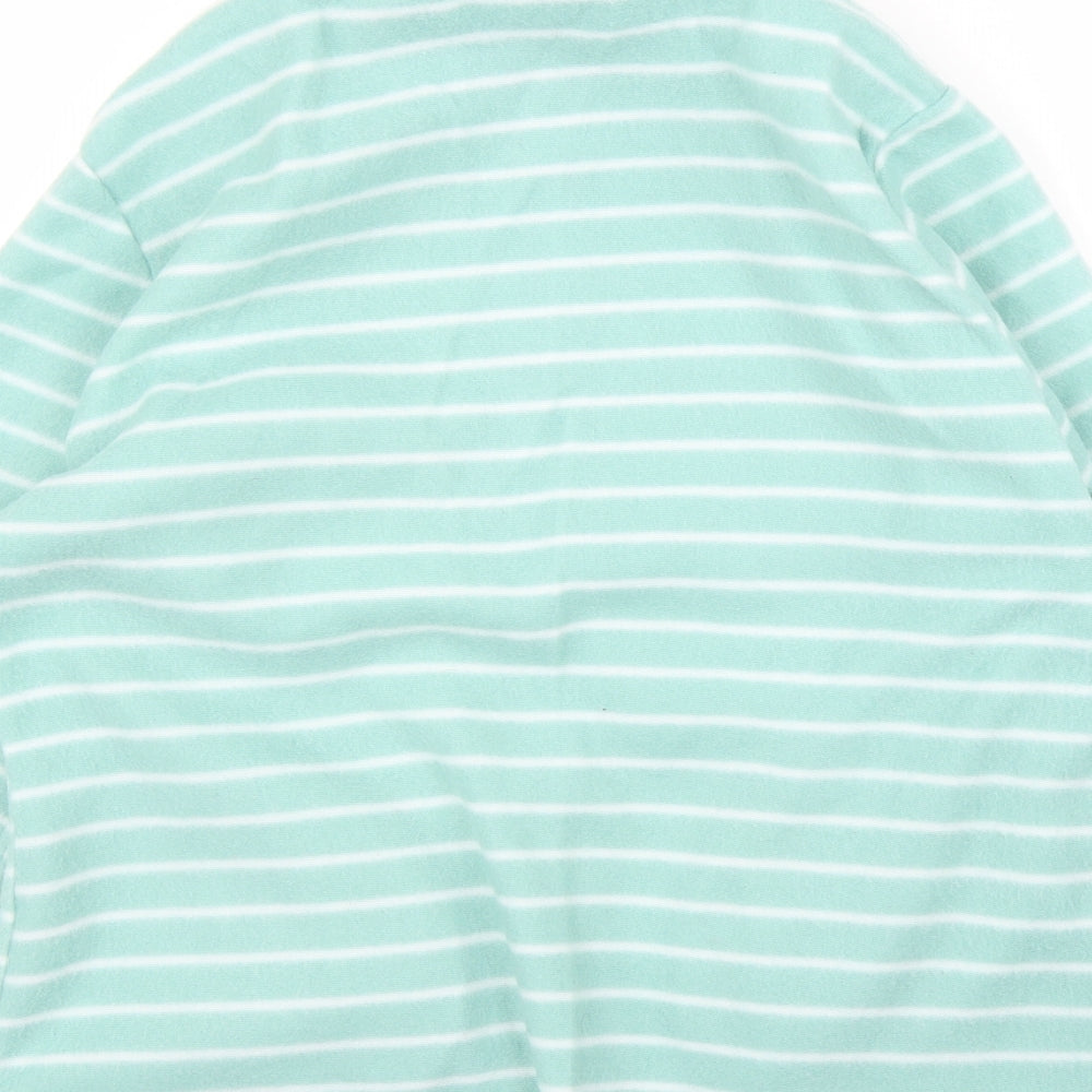 Anna De Lancay Womens Green Striped Fleece Full Zip Jumper Size S