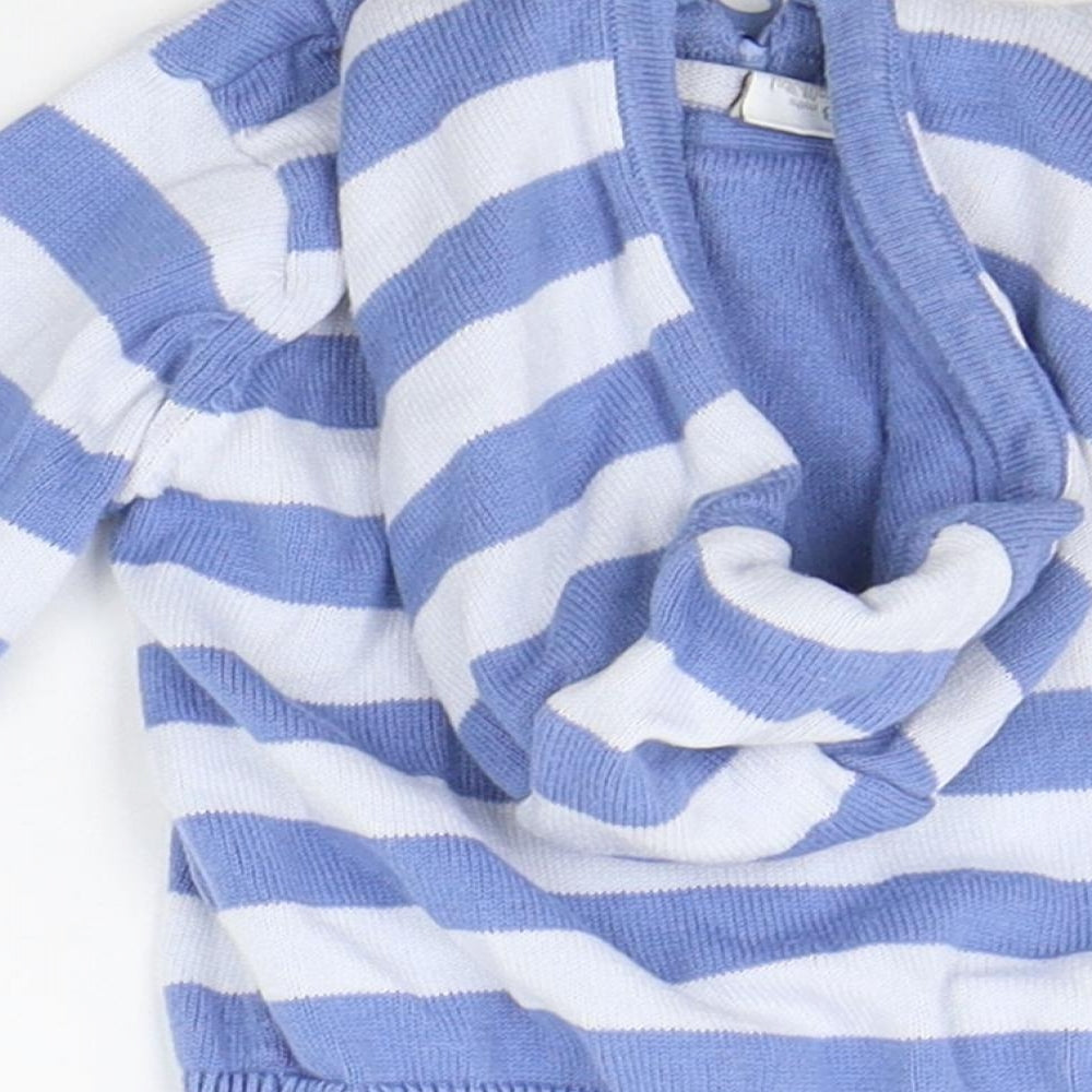 Mini Club Boys Blue Striped Full Zip Jumper Size 0-3 Months