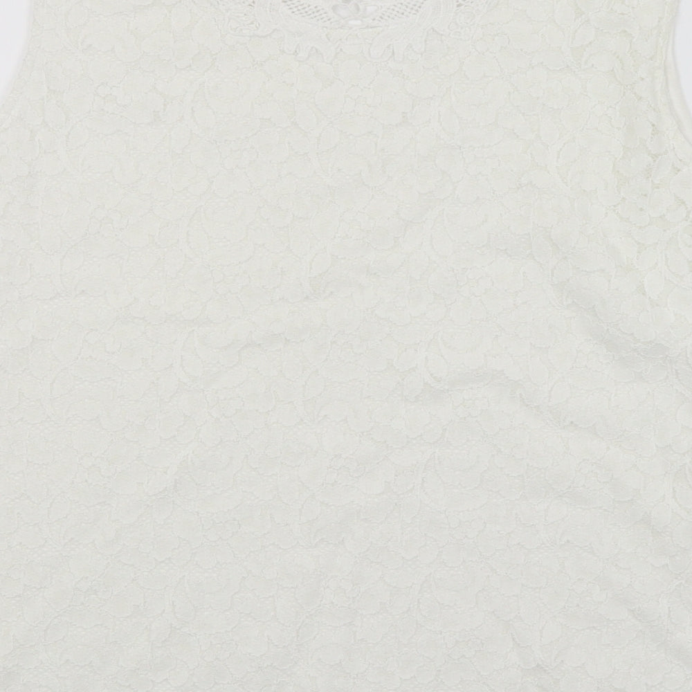 Preworn Womens White Basic Tank Size 16