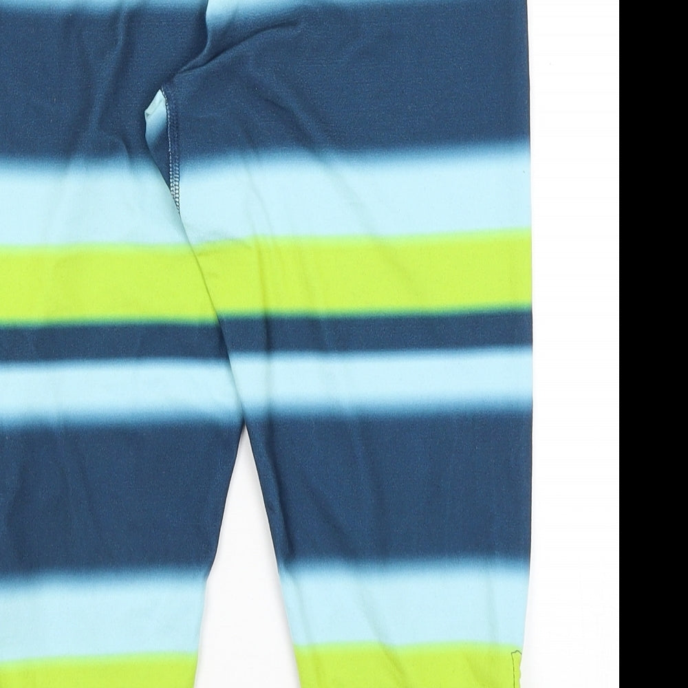 Crane Womens Blue Striped Cropped Leggings Size 8 L26.5 in