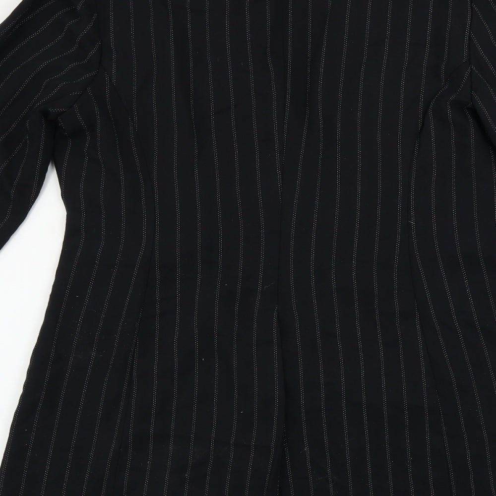 Essentials Womens Blue Striped Jacket Blazer Size 12