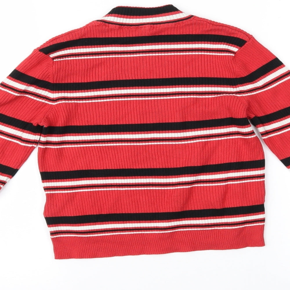 H&M Womens Red Striped Basic Blouse Size S