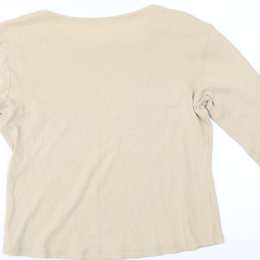 Preworn Womens Beige Basic Blouse Size 14