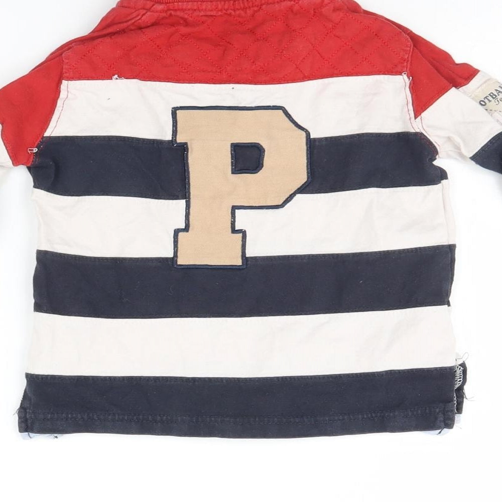 Zara Boys Blue Striped Henley Jumper Size 2 Years
