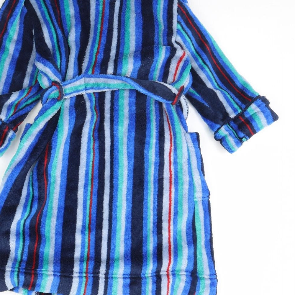 Monsoon Boys Blue Striped Fleece Robe Size 4 Years