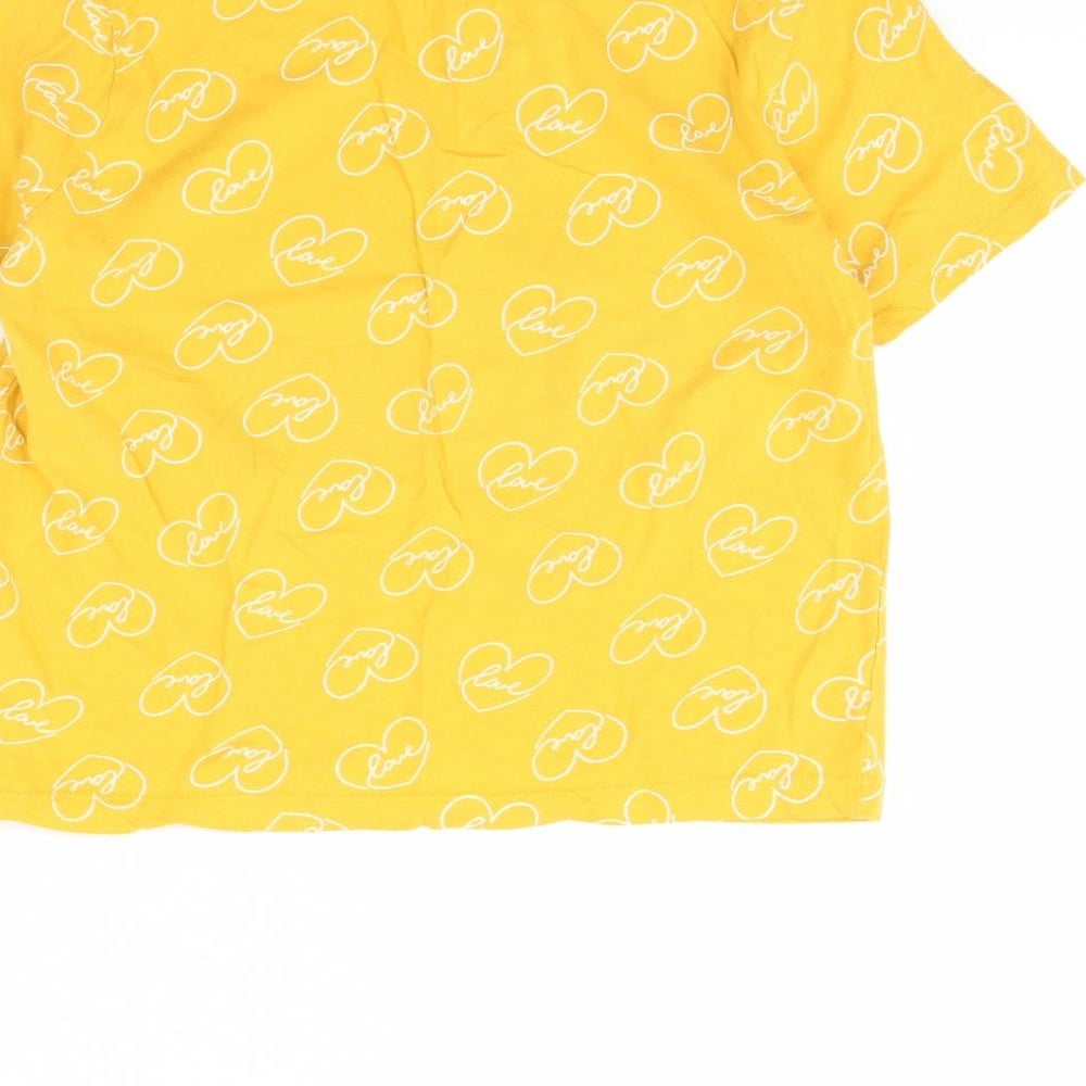 Primark Womens Yellow Cropped T-Shirt Size S - Love