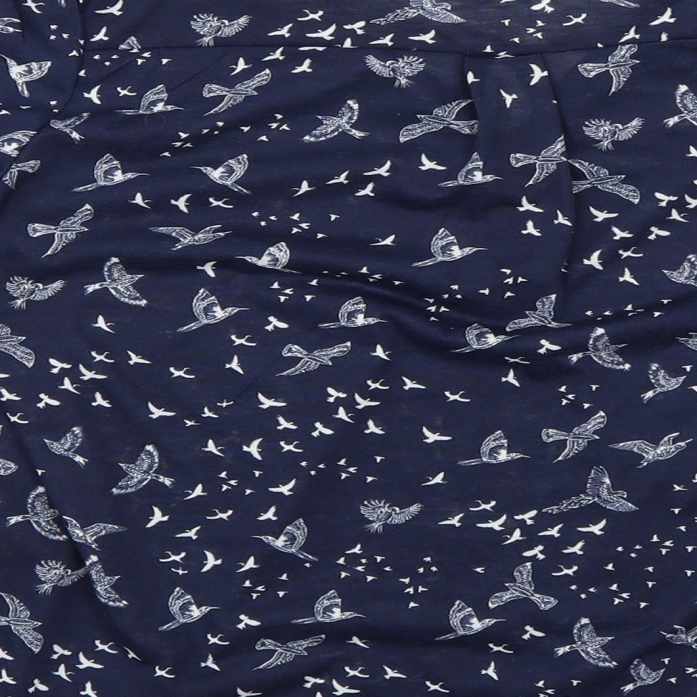 H&M Womens Blue Geometric Basic Blouse Size 6 - birds