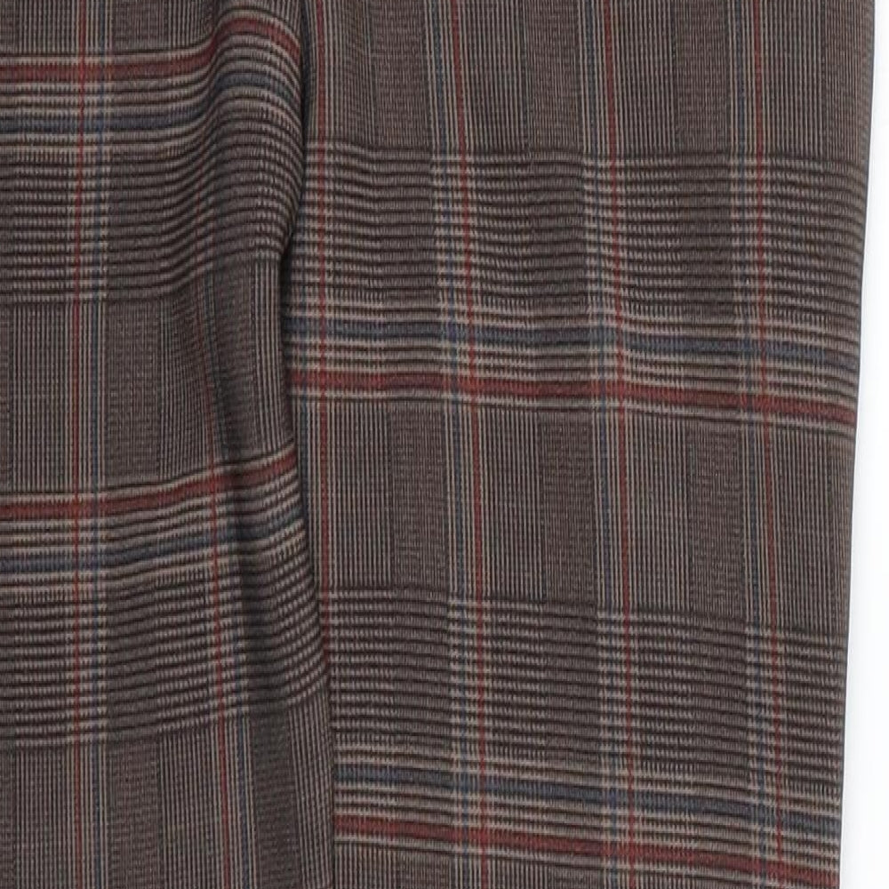 Country Casuals Womens Brown Check Chino Trousers Size S L25.5 in