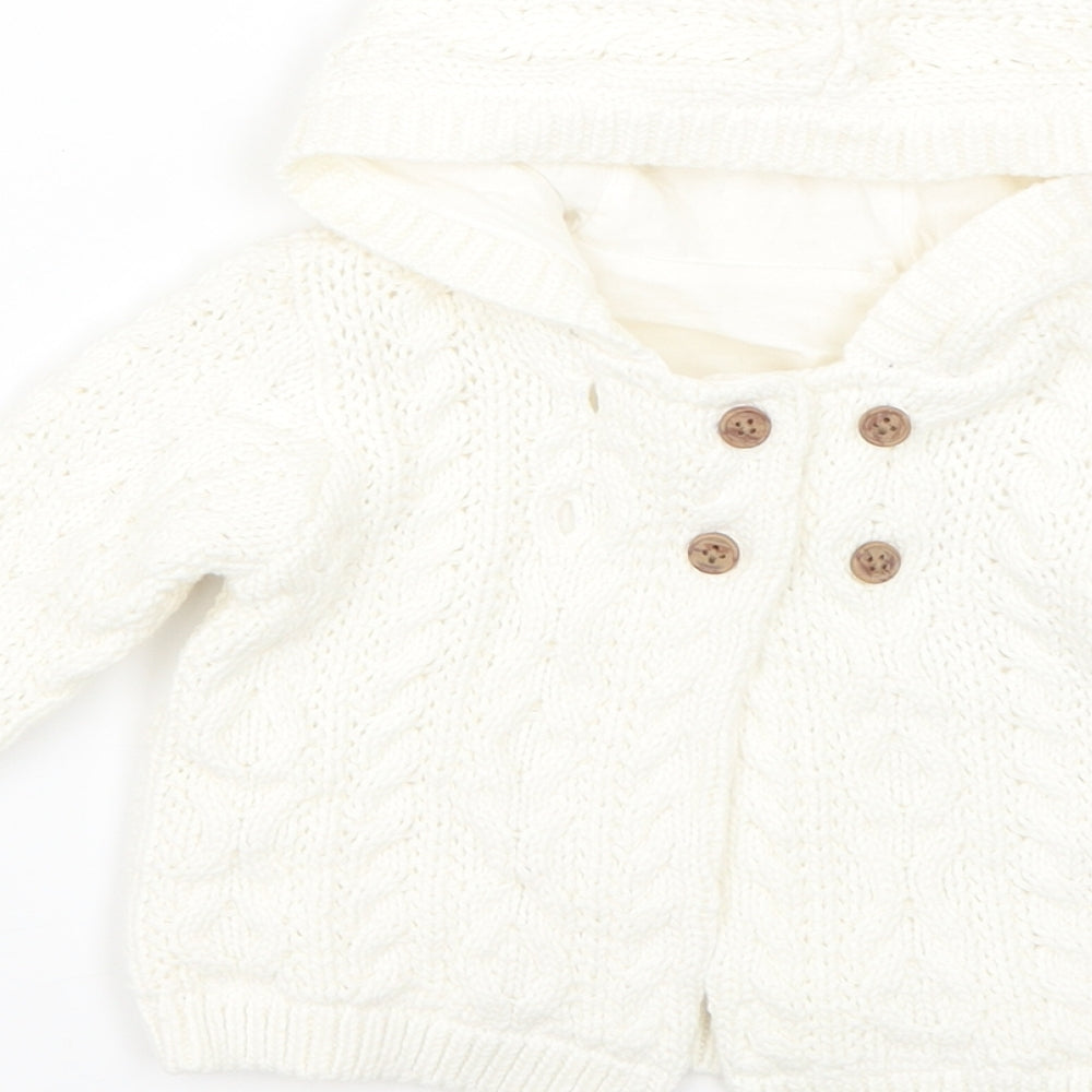 TU Baby White Basic Coat Coatigan Size 0-3 Months