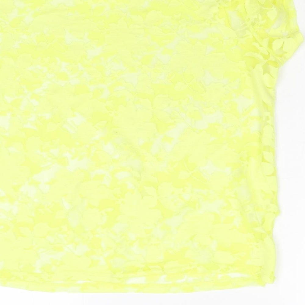 New Look Womens Yellow Floral Basic T-Shirt Size 12