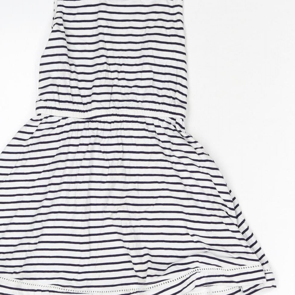 TU Girls White Striped Fit & Flare Size 7 Years