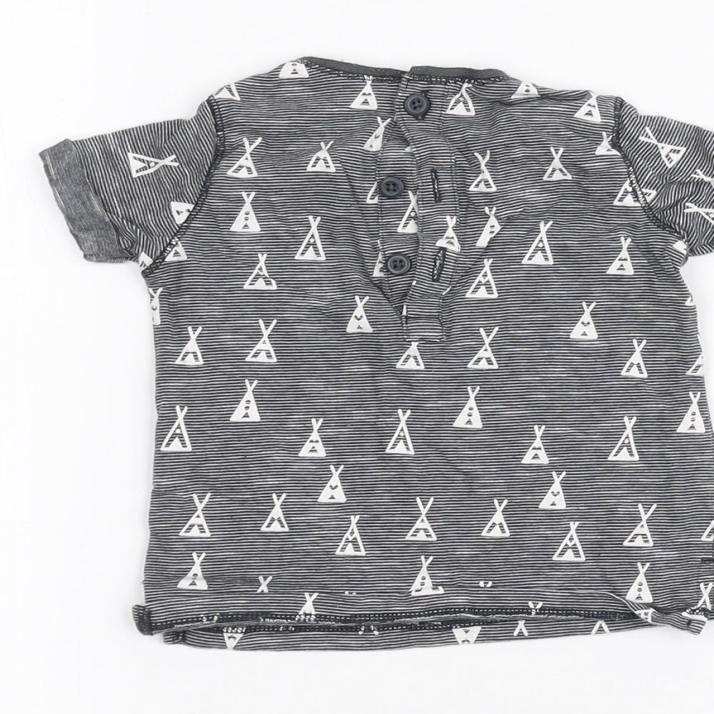 Next Baby Black Striped Basic T-Shirt Size 3-6 Months