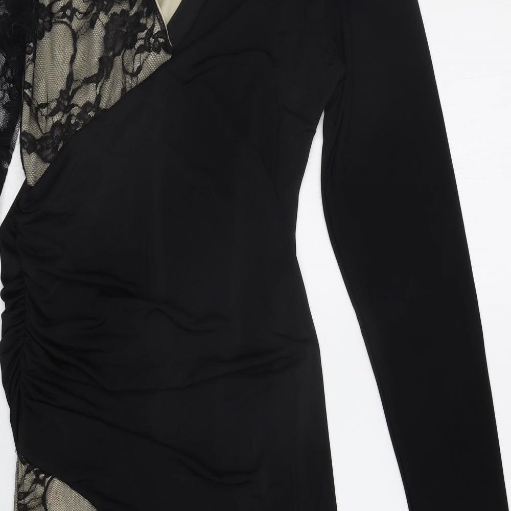 One Love Womens Black Floral Bodycon Size S
