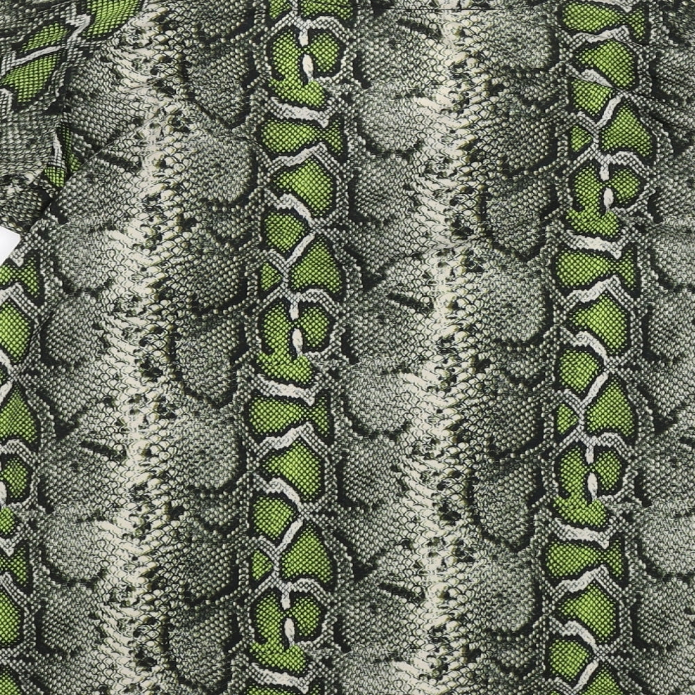 Dorothy Perkins Womens Green Animal Print Basic Blouse Size 14