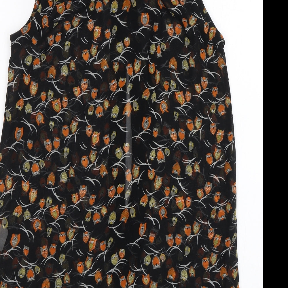 AX Paris Womens Black Basic Blouse Size 8 - Owls