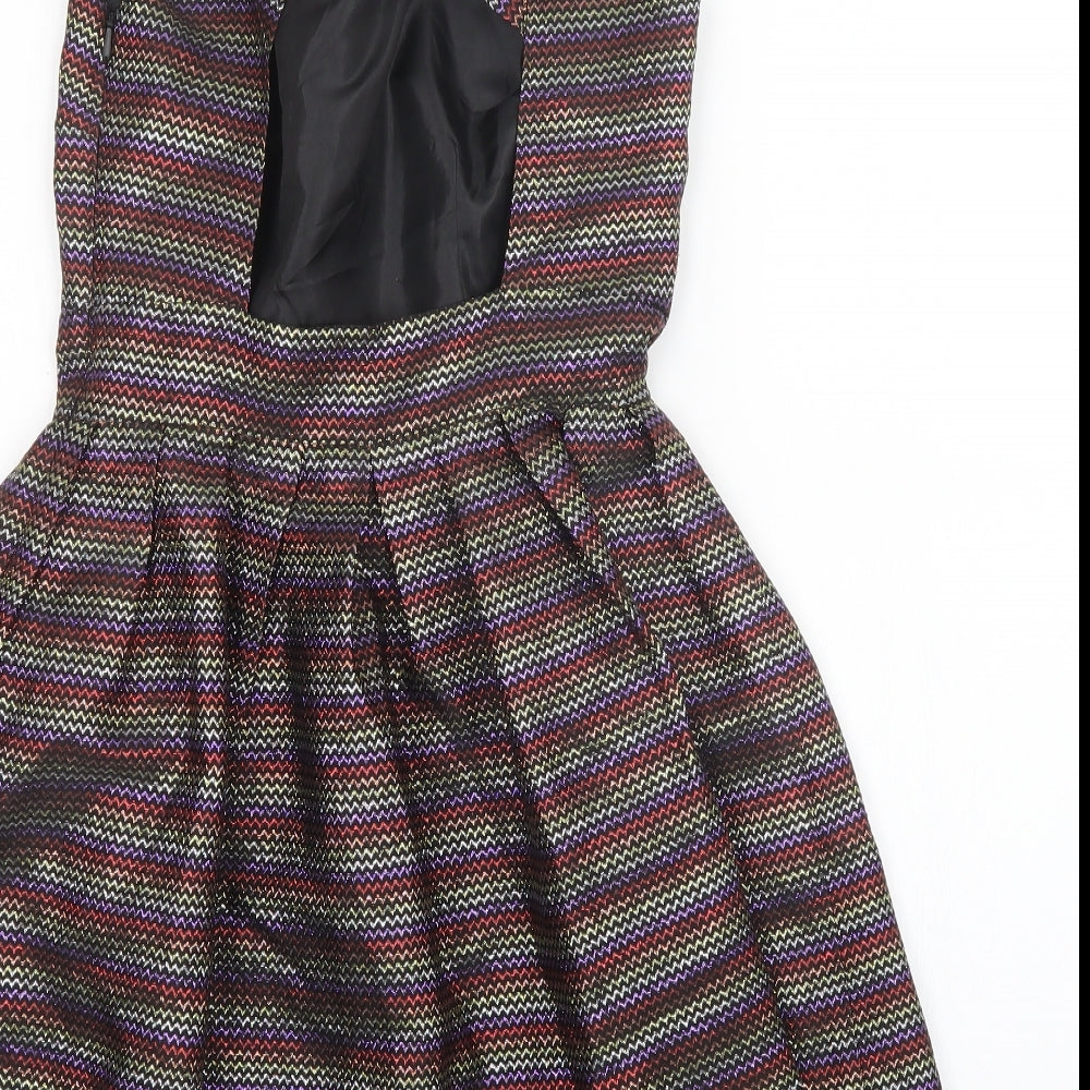 Topshop Womens Multicoloured Striped A-Line Size 8