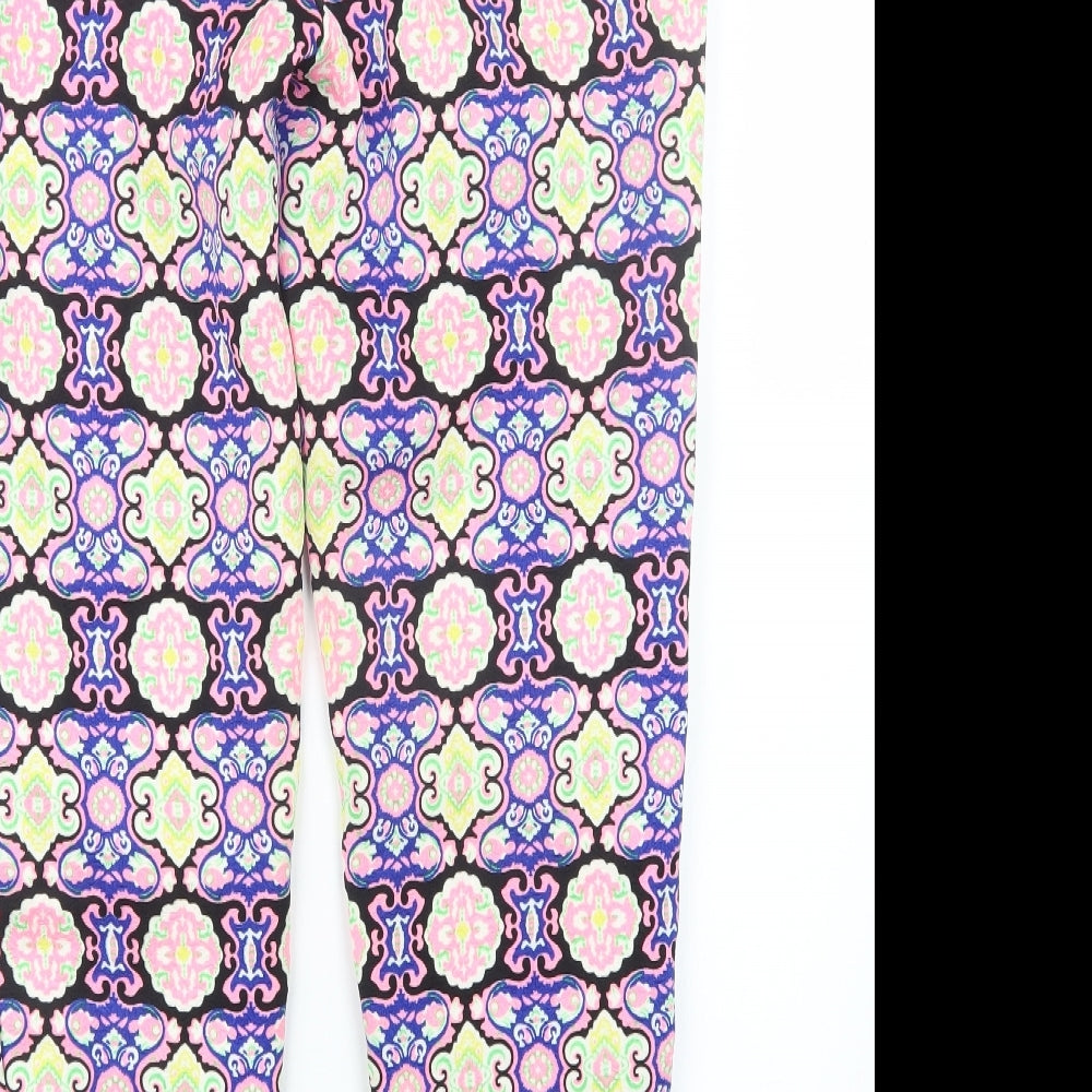 Missguided Womens Blue Geometric Trousers Size 10 L28 in