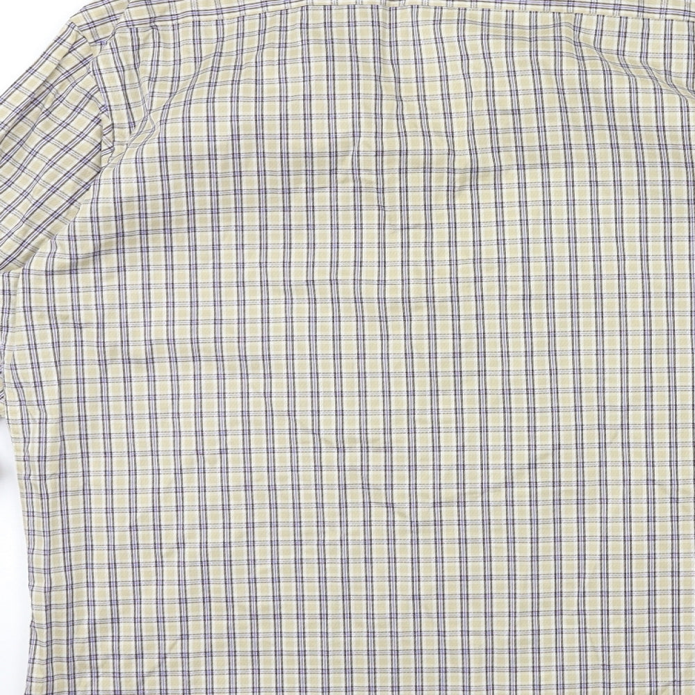 Eterna Mens Beige Check Button-Up Size 16